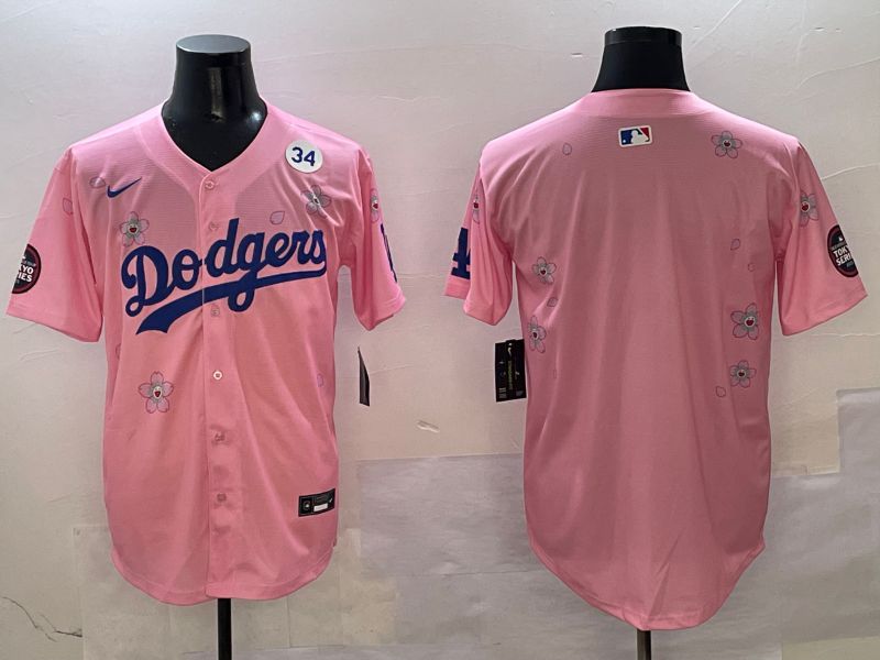 Men Los Angeles Dodgers Blank Pink Sakura Edition 2025 Nike MLB Jersey style 4